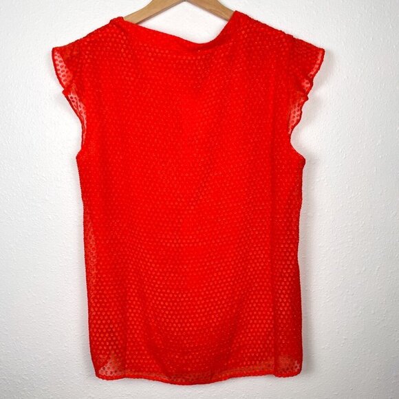 NWT Calvin Klein Work Wear Office Red Blouse With 3-D Swiss Dot Pattern Sz. L - Picture 7 of 9